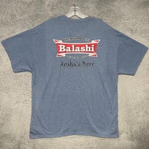 Balashi Pilsner T Shirt Men's Sz XL Blue Premium Aruba Brewed Beer 2 Sided Tee